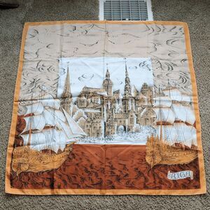 VTG Riga Scenic Castle & Ship Square Scarf 35” souvenir tourist